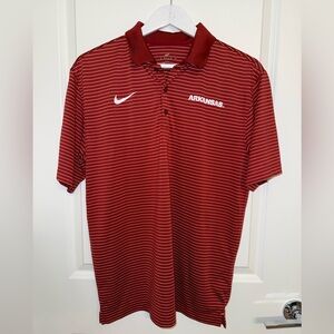Nike Men's Arkansas Striped Polo in Red and White